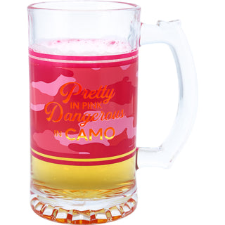 Pretty in Pink 16 oz Glass Stein