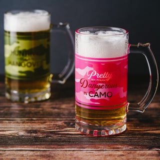 Pretty in Pink 16 oz Glass Stein