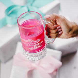 Pretty in Pink 16 oz Glass Stein