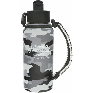 Fatherhood 32 oz Stainless Steel Water Bottle with Paracord Survival Handle