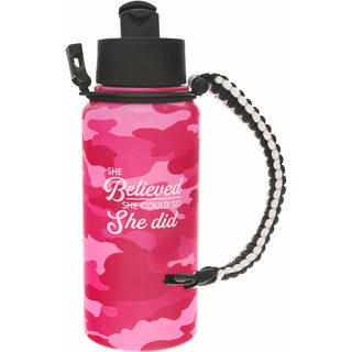 She Believed 32 oz Stainless Steel Water Bottle with Paracord Survival Handle