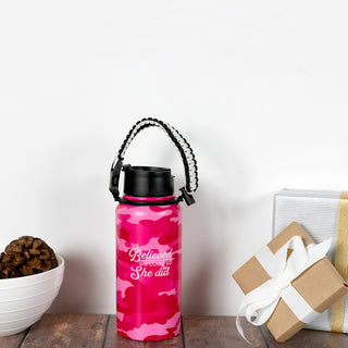 She Believed 32 oz Stainless Steel Water Bottle with Paracord Survival Handle