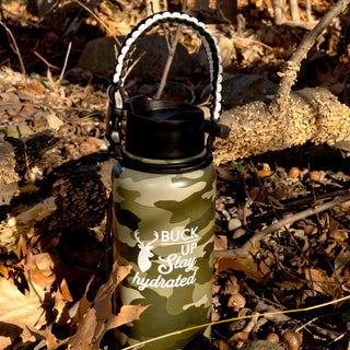 Buck Up 32 oz Stainless Steel Water Bottle with Paracord Survival Handle