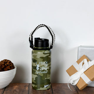 Buck Up 32 oz Stainless Steel Water Bottle with Paracord Survival Handle