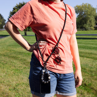 Black Soft Nylon Crossbody Phone Lanyard