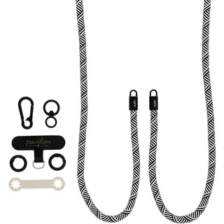 Black Stripe Soft Nylon Crossbody Phone Lanyard