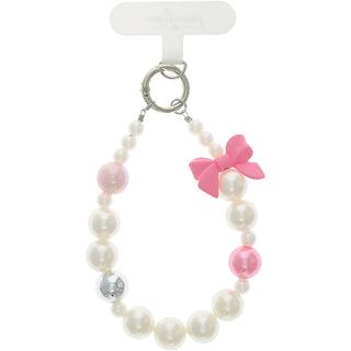 Pink Bow Beaded Hands-Free Wrist Strap