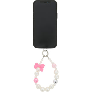 Pink Bow Beaded Hands-Free Wrist Strap