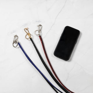 Black Crossbody Soft Gemmed Phone Lanyard