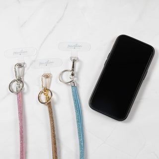 Aqua Crossbody Soft Gemmed Phone Lanyard