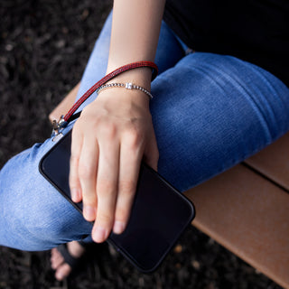 Red Wristlet Soft Gemmed Phone Wrist Strap