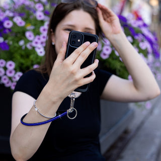 Cobalt Wristlet Soft Gemmed Phone Wrist Strap