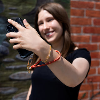 Orange Wristlet Soft Gemmed Phone Wrist Strap