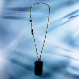 Black Crystal Crossbody Beaded Gold Phone Chain