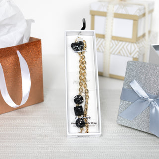 Black Crystal Crossbody Beaded Gold Phone Chain