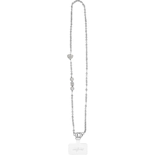 White Crystal Crossbody Beaded Silver Phone Chain