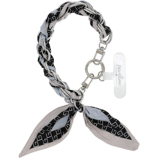 Blue Geometric Chained Scarf Hands-Free Wrist Strap