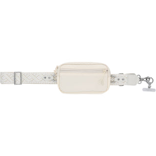 White Jacquard Woven Phone Lanyard with Pouch