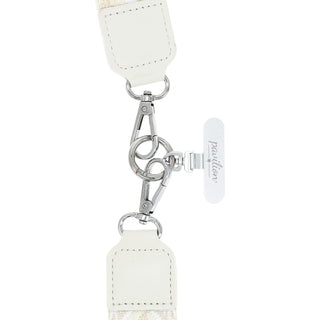 White Jacquard Woven Phone Lanyard with Pouch