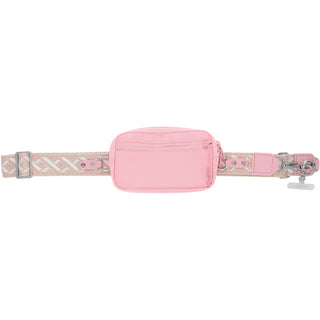 Pink Jacquard Woven Phone Lanyard with Pouch