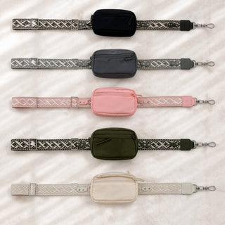 Pink Jacquard Woven Phone Lanyard with Pouch