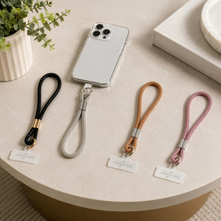 White Wristlet Soft Gemmed Phone Wrist Strap