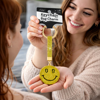 Smiley Gemmed Bag Charm