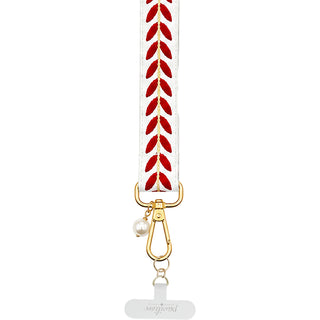 Red Embroidered Crossbody Phone Lanyard