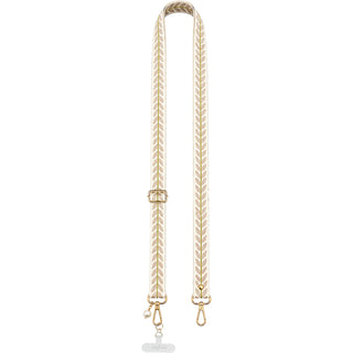 Cream Embroidered Crossbody Phone Lanyard