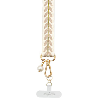 Cream Embroidered Crossbody Phone Lanyard