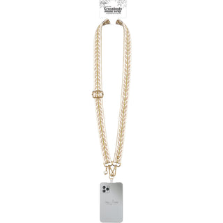 Cream Embroidered Crossbody Phone Lanyard