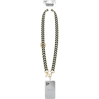 Black Embroidered Crossbody Phone Lanyard
