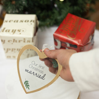 First Christmas Married 4.75" Glass Ornament