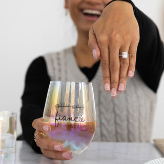 Fiancé/Fiancée 11 oz Rocks & 18 oz Stemless Wine Glass Set