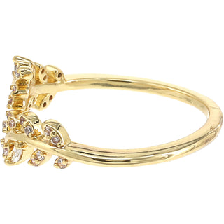 Maid of Honor - White Zircon Leaf Adjustable 14K Gold Plated Ring