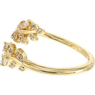 Maid of Honor - White Zircon Leaf Adjustable 14K Gold Plated Ring