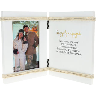 Happily Engaged 5.5" x 7.5" Hinged Sentiment Frame (Holds a 4" x 6" Photo)