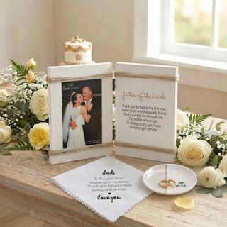 Father Of The Bride 5.5" x 7.5" Hinged Sentiment Frame (Holds a 4" x 6" Photo)