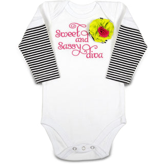 Sassy Diva Long Sleeve Onesie (3-6 Months)