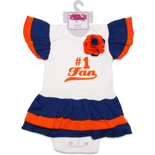 Blue & Orange #1 Fan Onesie Dress 0-6 Months
