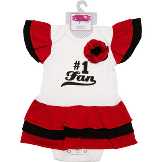 Red & Black #1 Fan Onesie Dress 0-6 Months