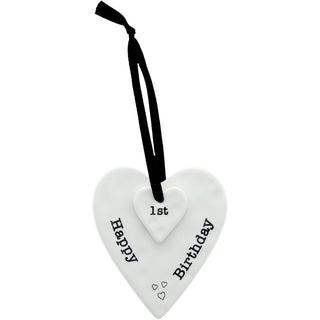 Happy 1st Birthday 3" Ceramic Keepsake Heart Plaque