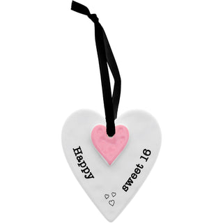 Happy Sweet 16   3" Ceramic Keepsake Heart Plaque