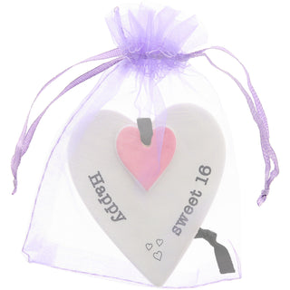 Happy Sweet 16   3" Ceramic Keepsake Heart Plaque