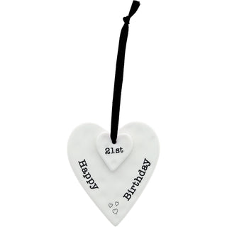 Happy 21st Birthday 3" Ceramic Keepsake Heart Plaque