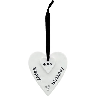 Happy 40th Birthday 3" Ceramic Keepsake Heart Plaque