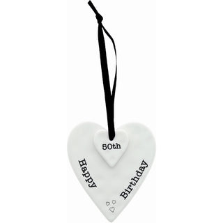 Happy 50th Birthday 3" Ceramic Keepsake Heart Plaque