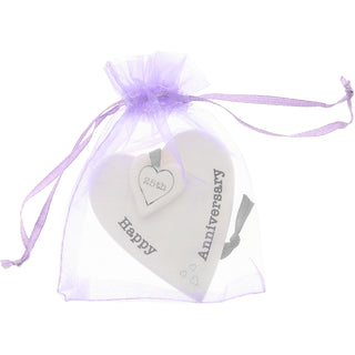 Happy 25th Anniversary 3" Ceramic Keepsake Heart Plaque