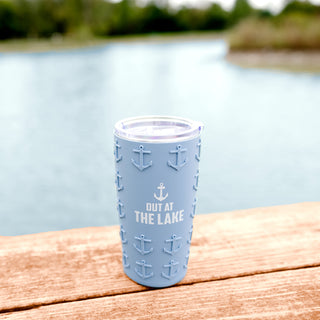 Out at the Lake 20 oz Travel Tumbler with 3D Silicone Wrap