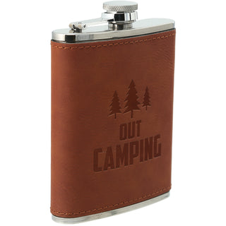 Out Camping PU Leather & Stainless Steel 8 oz Flask